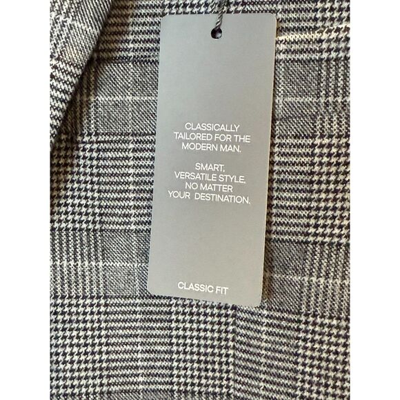 Michael Kors Kent Sport Coat Men's Size 44L Black White Stretch Plaid Tailored - Picture 8 of 9